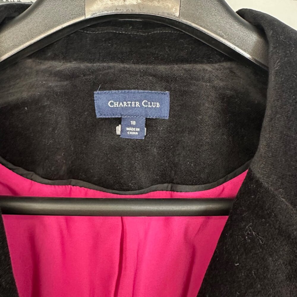 Charter Club Black Velvet Blazer Jacket 18 - NEW - Picture 7 of 16